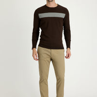 Koyu Bej 7 Drop Slim Fit Dar Kesim  Desenli Spor Pantolon