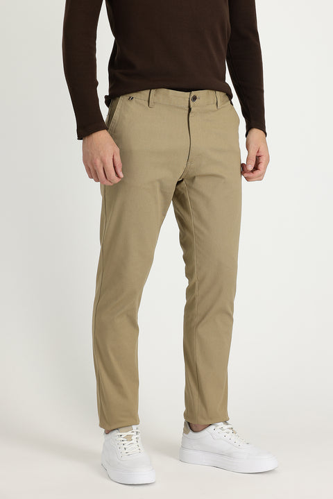 Dark Beige Regular Fit Standard Cut Patterned Sports Trousers