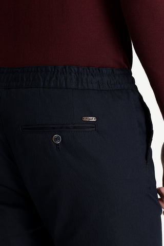  Koyu Lacivert 6 Drop Regular Fit Standart Kesim Beli Lastikli İpli Likralı Pantolon