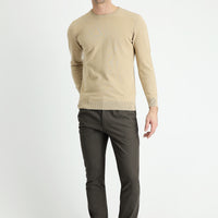 Orta Kahve 7 Drop Slim Fit Dar Kesim Likralı Kanvas / Chino Pantolon