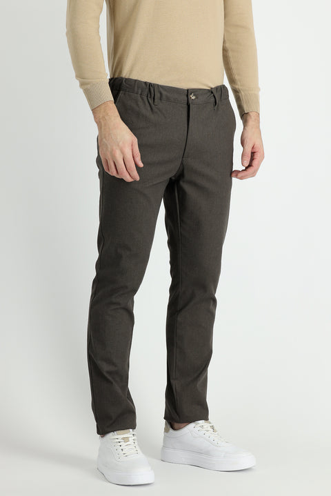 Orta Kahve 7 Drop Slim Fit Dar Kesim Likralı Kanvas / Chino Pantolon