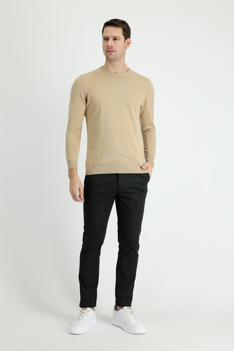 Koyu Yeşil Slim Fit Dar Kesim Likralı Kanvas / Chino Pantolon