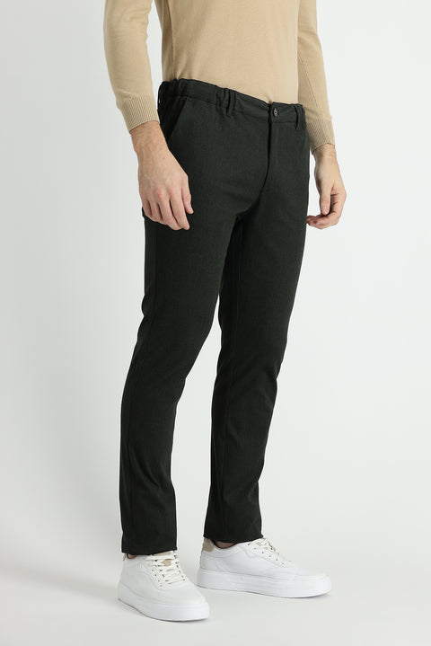 Koyu Yeşil Slim Fit Dar Kesim Likralı Kanvas / Chino Pantolon