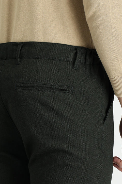 Koyu Yeşil Slim Fit Dar Kesim Likralı Kanvas / Chino Pantolon