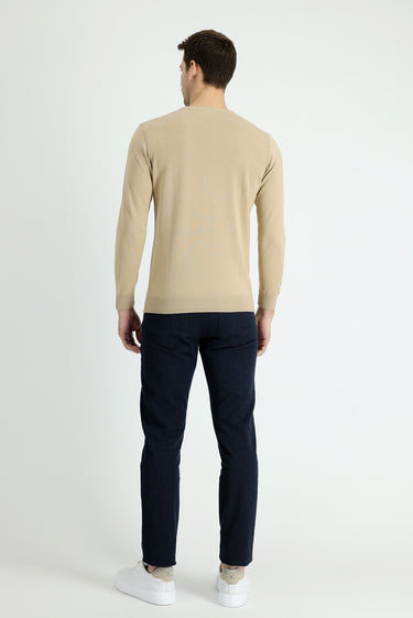 Orta Lacivert Slim Fit Dar Kesim Likralı Kanvas / Chino Pantolon