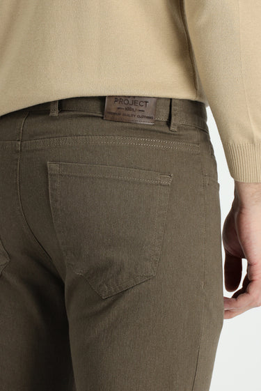 Orta Kahve Slim Fit Dar Kesim Likralı Kanvas / Chino Pantolon