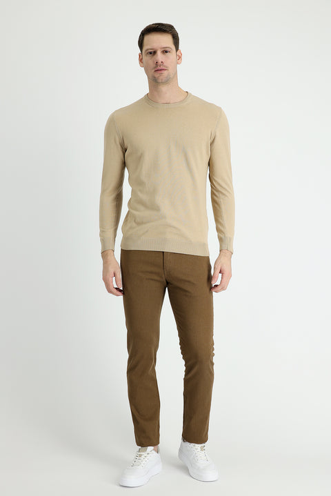 Camel 7 Drop Slim Fit Dar Kesim Likralı Kanvas / Chino Pantolon