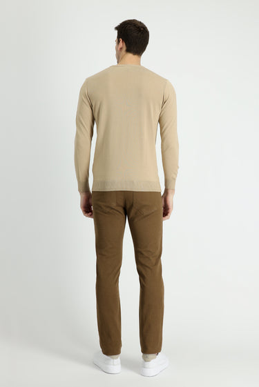 Camel Slim Fit Dar Kesim Likralı Kanvas / Chino Pantolon