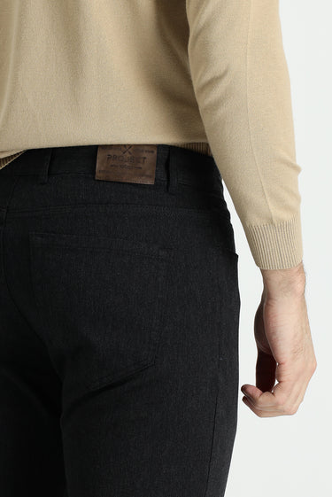 Koyu Antrasit Slim Fit Dar Kesim Likralı Kanvas / Chino Pantolon