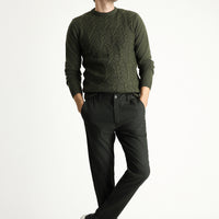 Koyu Yeşil Slim Fit Dar Kesim Beli Lastikli Likralı Kanvas / Chino Pantolon