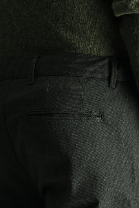 Koyu Yeşil Slim Fit Dar Kesim Beli Lastikli Likralı Kanvas / Chino Pantolon