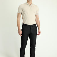 Orta Antrasit Slim Fit Dar Kesim Beli Lastikli İpli Pantolon