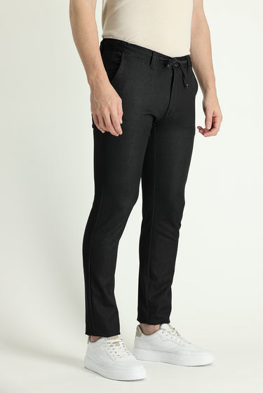 Orta Antrasit Slim Fit Dar Kesim Beli Lastikli İpli Pantolon