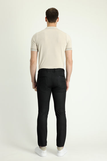 Orta Antrasit Slim Fit Dar Kesim Beli Lastikli İpli Pantolon
