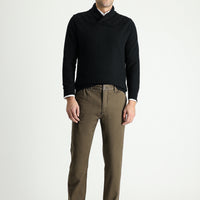 Orta Kahve Slim Fit Dar Kesim Likralı Kanvas / Chino Pantolon