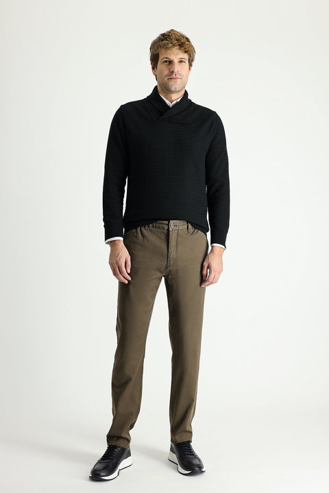 Orta Kahve Slim Fit Dar Kesim Likralı Kanvas / Chino Pantolon