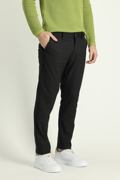 Orta Füme Regular Fit Standart Kesim Desenli Likralı Kanvas / Chino Pantolon