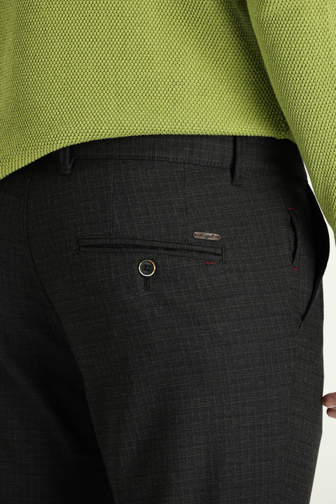 Orta Füme Regular Fit Standart Kesim Desenli Likralı Kanvas / Chino Pantolon