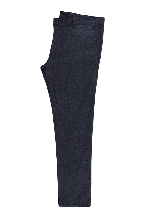 Koyu Lacivert 6 Drop Regular Fit Standart Kesim Desenli Likralı Kanvas / Chino Pantolon