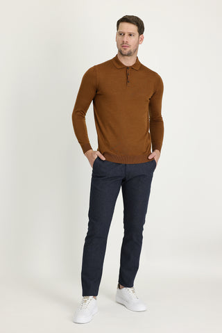  Orta Lacivert 6 Drop Regular Fit Standart Kesim Desenli Likralı Kanvas / Chino Pantolon
