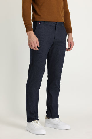  Orta Lacivert 6 Drop Regular Fit Standart Kesim Desenli Likralı Kanvas / Chino Pantolon
