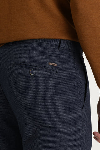  Orta Lacivert 6 Drop Regular Fit Standart Kesim Desenli Likralı Kanvas / Chino Pantolon