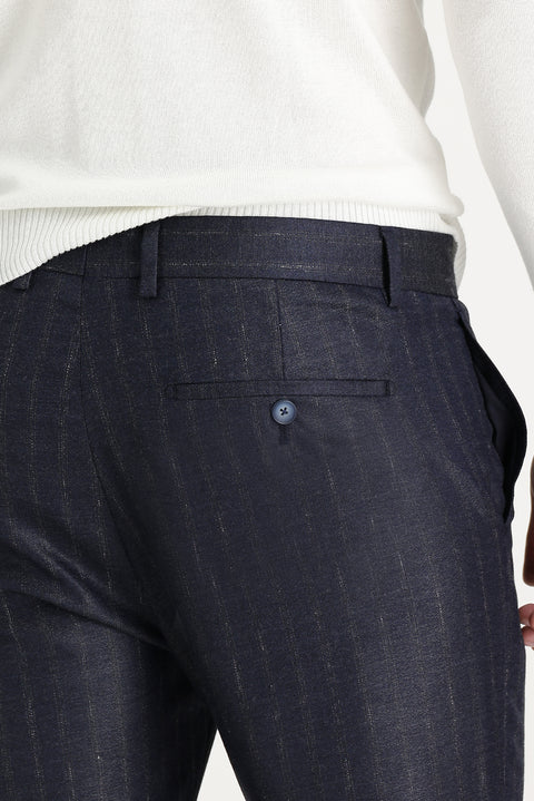 Orta Füme Super Slim Fit Ekstra Dar Kesim Desenli Klasik Kumaş Pantolon