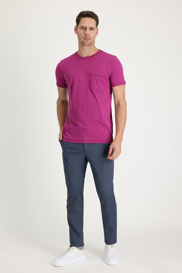 Orta Petrol Super Slim Fit Ekstra Dar Kesim Pamuk Klasik Kumaş Pantolon