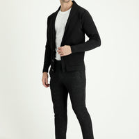 Siyah Slim Fit Dar Kesim Desenli Likralı Kanvas / Chino Pantolon