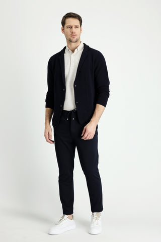  Siyah Lacivert Relaxed Fit Rahat Kesim Beli Lastikli İpli Likralı Pantolon