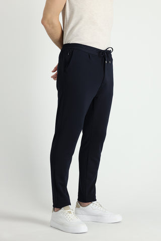  Siyah Lacivert Relaxed Fit Rahat Kesim Beli Lastikli İpli Likralı Pantolon