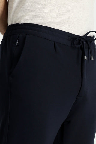  Siyah Lacivert Relaxed Fit Rahat Kesim Beli Lastikli İpli Likralı Pantolon