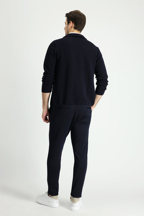 Siyah Lacivert Relaxed Fit Rahat Kesim Beli Lastikli İpli Likralı Pantolon