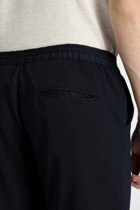 Siyah Lacivert Relaxed Fit Rahat Kesim Beli Lastikli İpli Likralı Pantolon