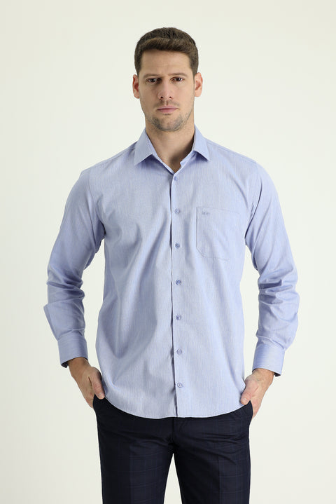 Koyu Mavi  Uzun Kol Klasik Pamuklu Gömlek