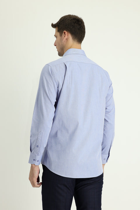 Koyu Mavi  Uzun Kol Klasik Pamuklu Gömlek