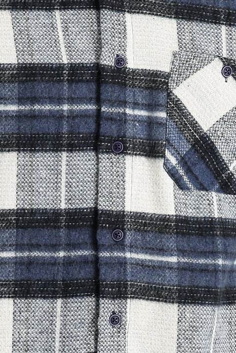 Koyu Mavi  Uzun Kol Regular Fit Ekose Shacket Oduncu Gömlek