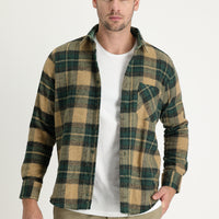 Koyu Yeşil Uzun Kol Regular Fit Ekose Shacket Oduncu Gömlek