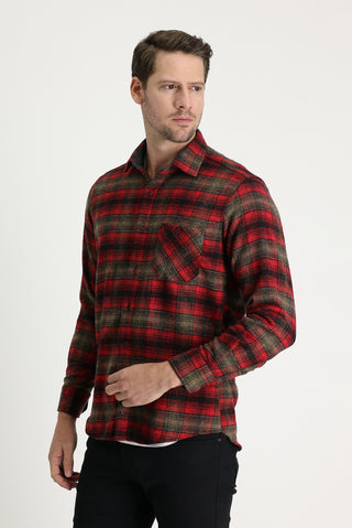 Açık Bordo Uzun Kol Regular Fit Ekose Shacket Oduncu Pamuklu Gömlek