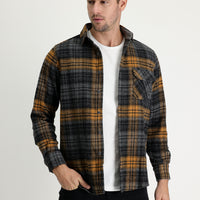 Koyu Füme Regular Fit Ekose Shacket Oduncu Gömlek