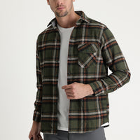 Koyu Yeşil Regular Fit Ekose Shacket Oduncu Pamuklu Gömlek