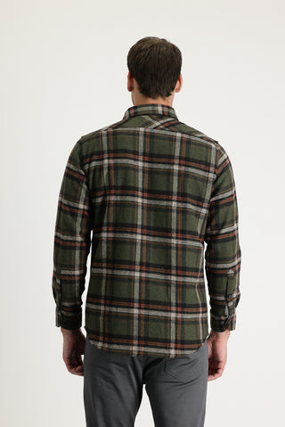 Koyu Yeşil Regular Fit Ekose Shacket Oduncu Pamuklu Gömlek