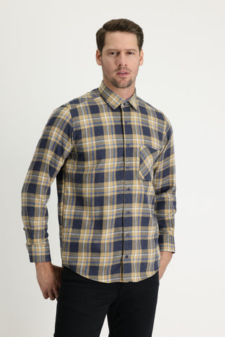  Orta Bej Regular Fit Ekose Shacket Oduncu Gömlek