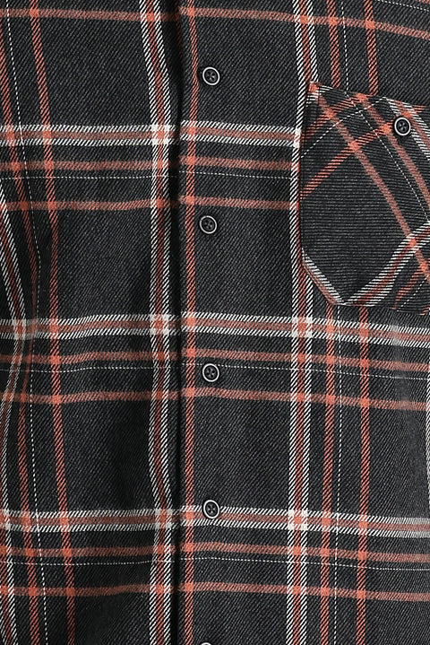 Siyah Regular Fit Ekose Shacket Oduncu Pamuklu Gömlek