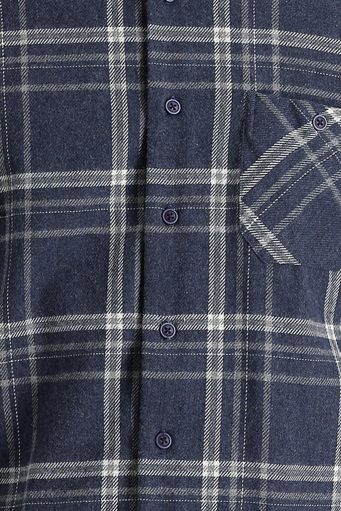 Koyu Lacivert Regular Fit Ekose Shacket Gömlek