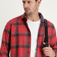 Açık Kırmızı Uzun Kol Regular Fit Ekose Shacket Oduncu Pamuklu Gömlek