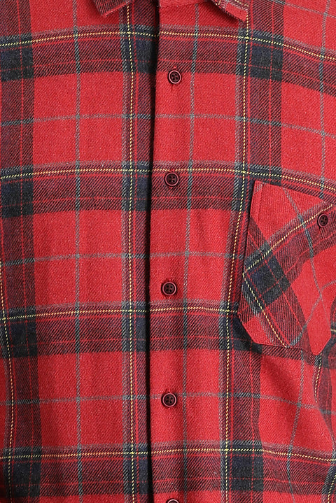 Açık Kırmızı Uzun Kol Regular Fit Ekose Shacket Oduncu Gömlek