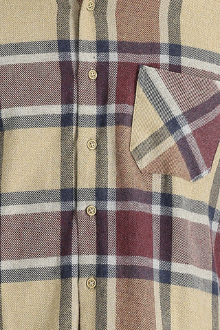  Koyu Bej Regular Fit Ekose Shacket Oduncu Pamuklu Gömlek