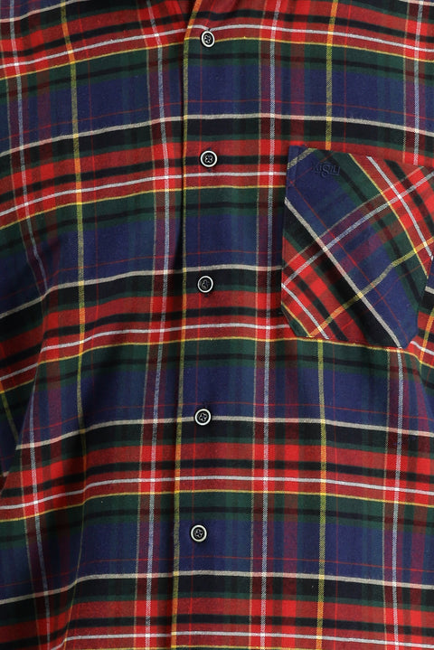 Koyu Kırmızı Uzun Kol Regular Fit Ekose Oduncu Pamuklu Gömlek