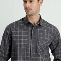 Black Long Sleeve Regular Fit Plaid Lumberjack Cotton Easy-Iron Shirt